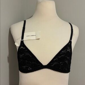 Dolce & Gabbana Black Lace Triangle Bra